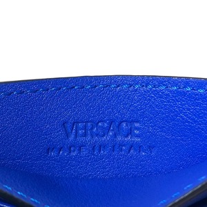 VERSACE blue leather card case