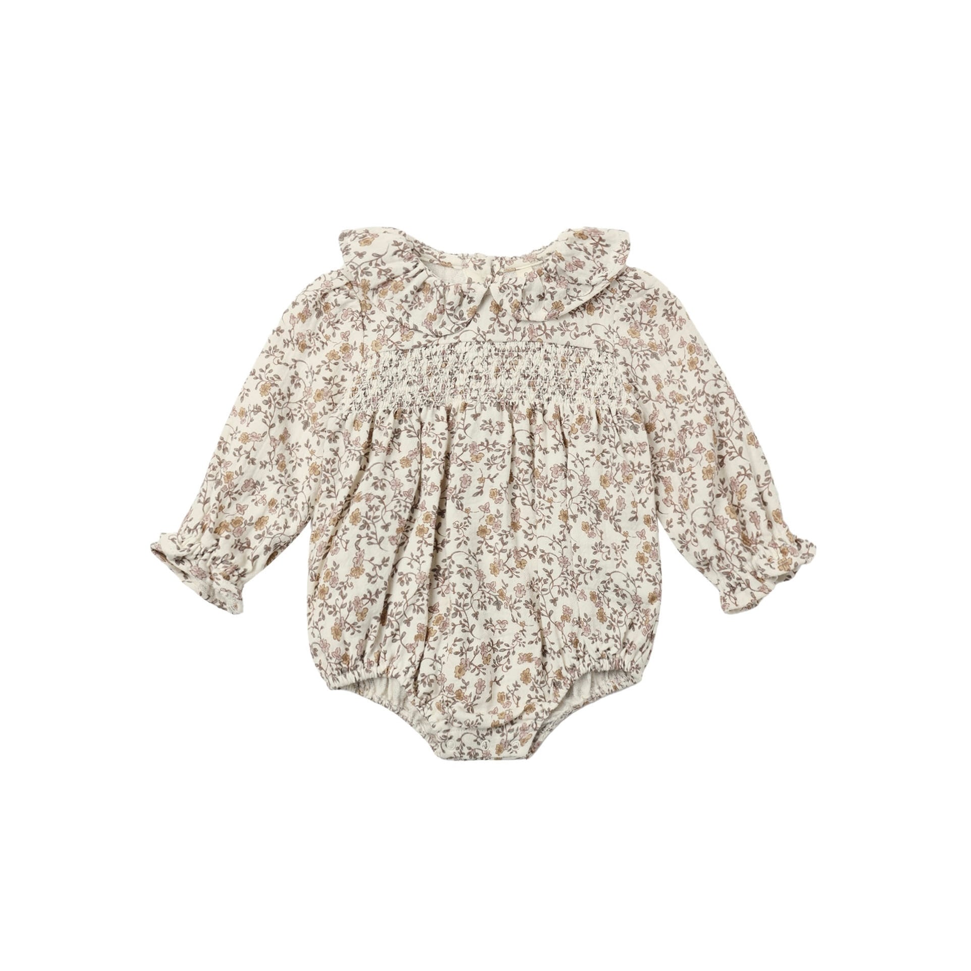 Quincy Mae(クインシーメイ) / 26aw CALLIE ROMPER POSY / IVORY / 6-12M・12-18M