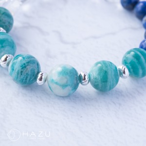 希望と運気を呼ぶ爽やかブルーブレス［ゼブラアマゾナイトインシリカ／ラピスラズリ／水晶］