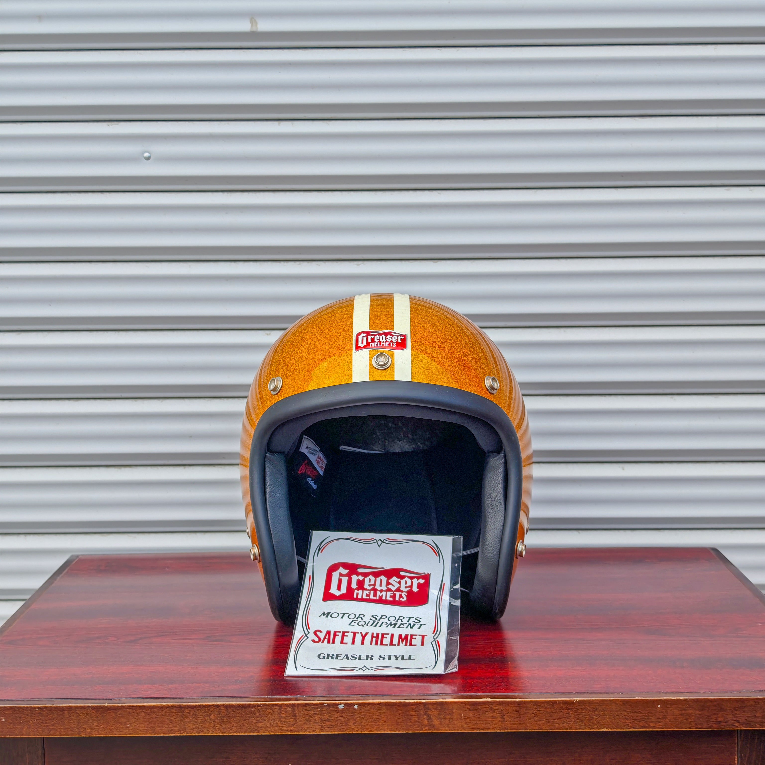 だ*す様 DIESEL&AGV コラボ　 ジェットヘルメット　L Greaser Style ジェットヘルメット（オレンジラメ／ライン）｜札幌の