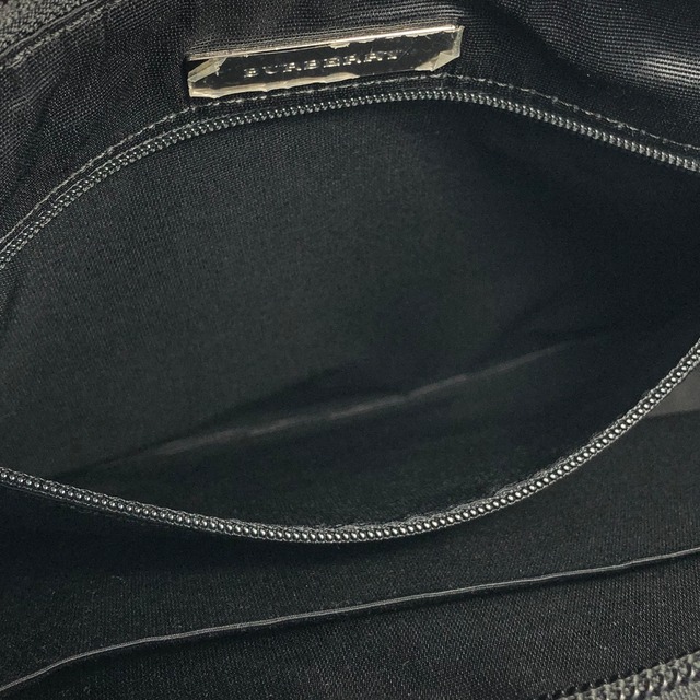 BURBERRY　バーバリー　チェック　キャンバス×レザー　バニティバッグ　ハンドバッグ　ブラック×ベージュ　vintage　ヴィンテージ　オールド　mhy6x2