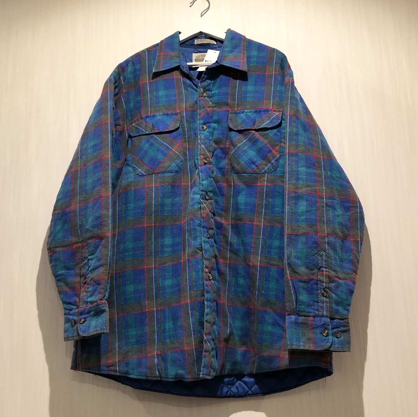 90s SAUGATUCK quilting heavy flannel shirt jacket【高円寺店
