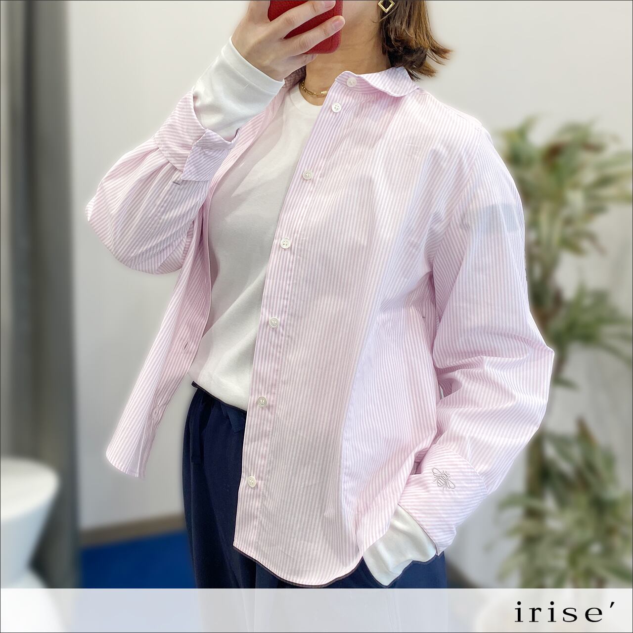 irise(イリゼ) ストライプコットンシャツブラウス t9005 60