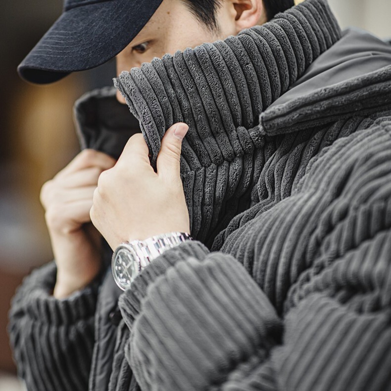 Hooded Corduroy Down Jacket Coat / フード コーデュロイ ダウン ジャケット コート
