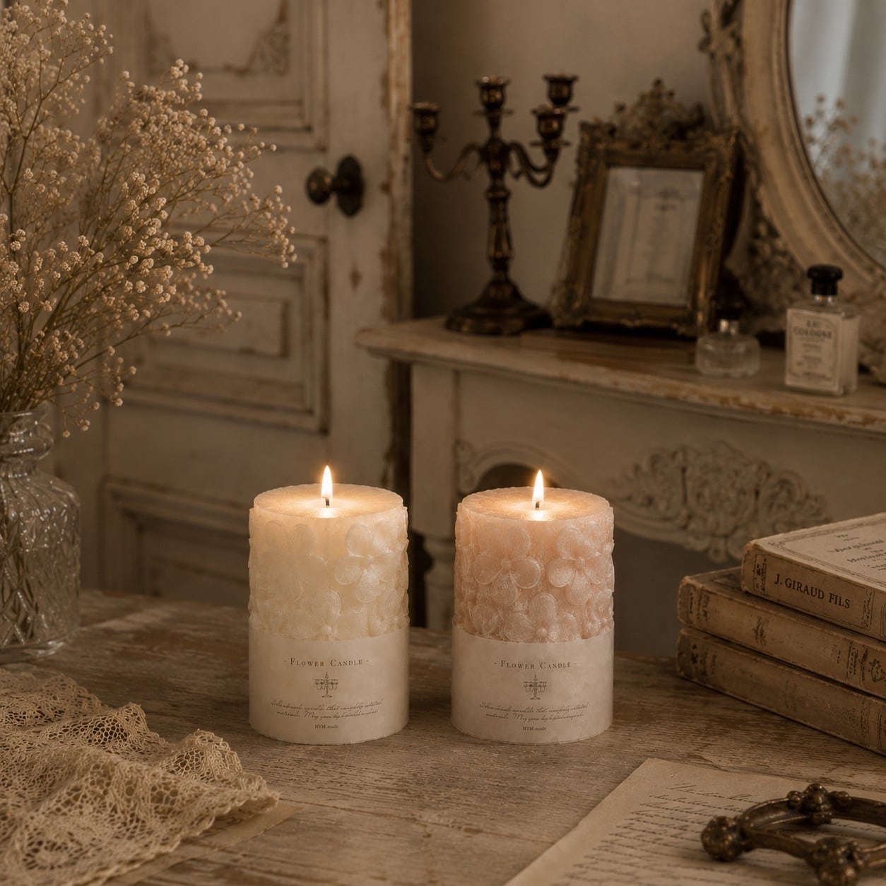 antique flower candle ｜ 韓国インテリア パームワックス フラワー