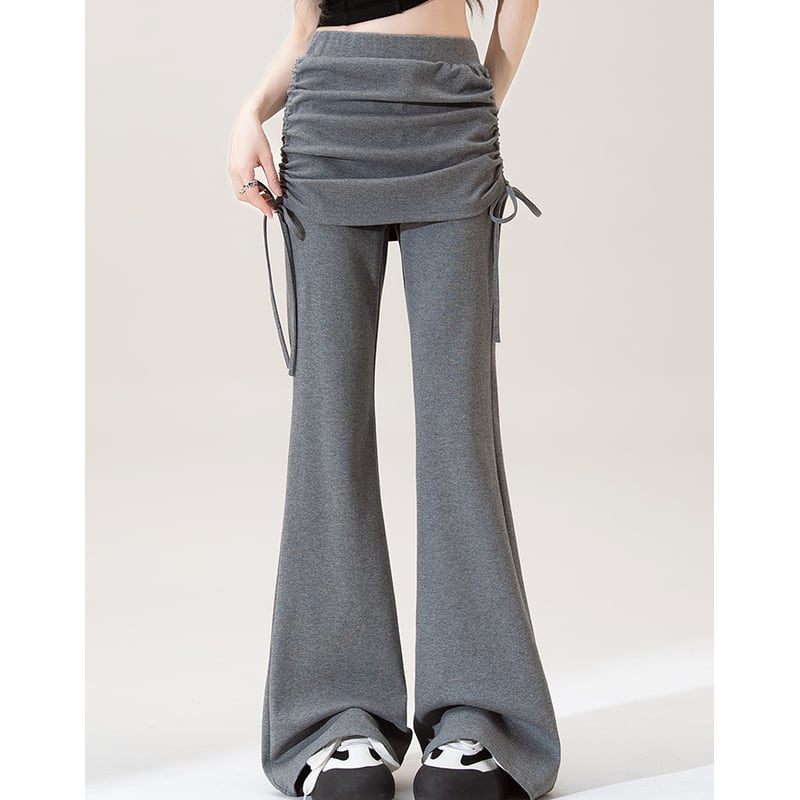 drawstring high-waist flare pants la1729