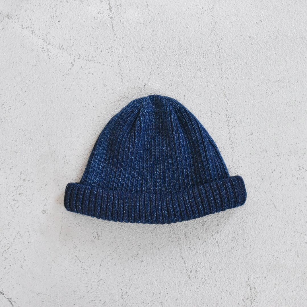 ROTOTO | INDIGO COTTON ROLL UP BEANIE コットン ニット キャップ