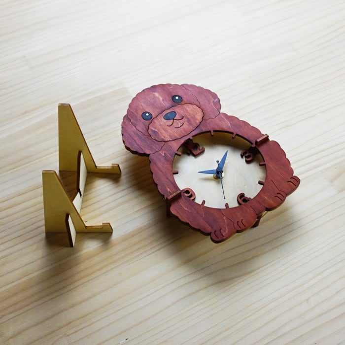 トイプードル」木製置き掛け時計 | minowplus