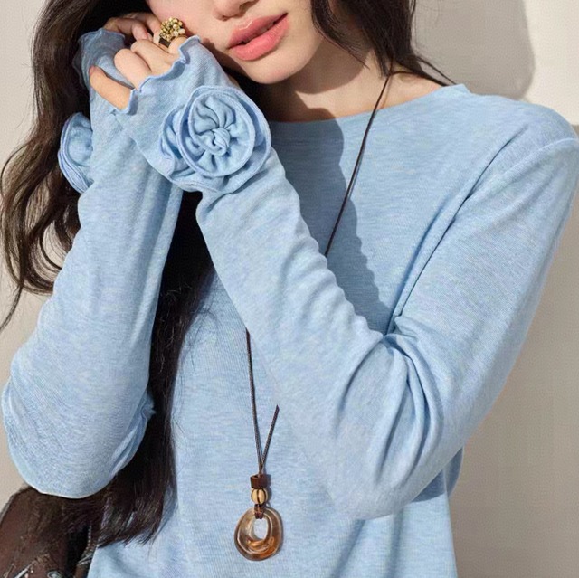 floral cuff knit top＜t3342＞