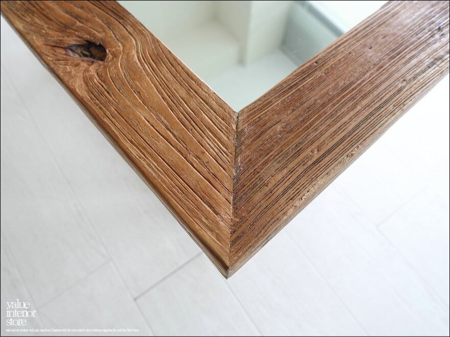 古材 鏡 壁掛けミラー オールドチークフレームミラー壁掛80/A07 レトロ