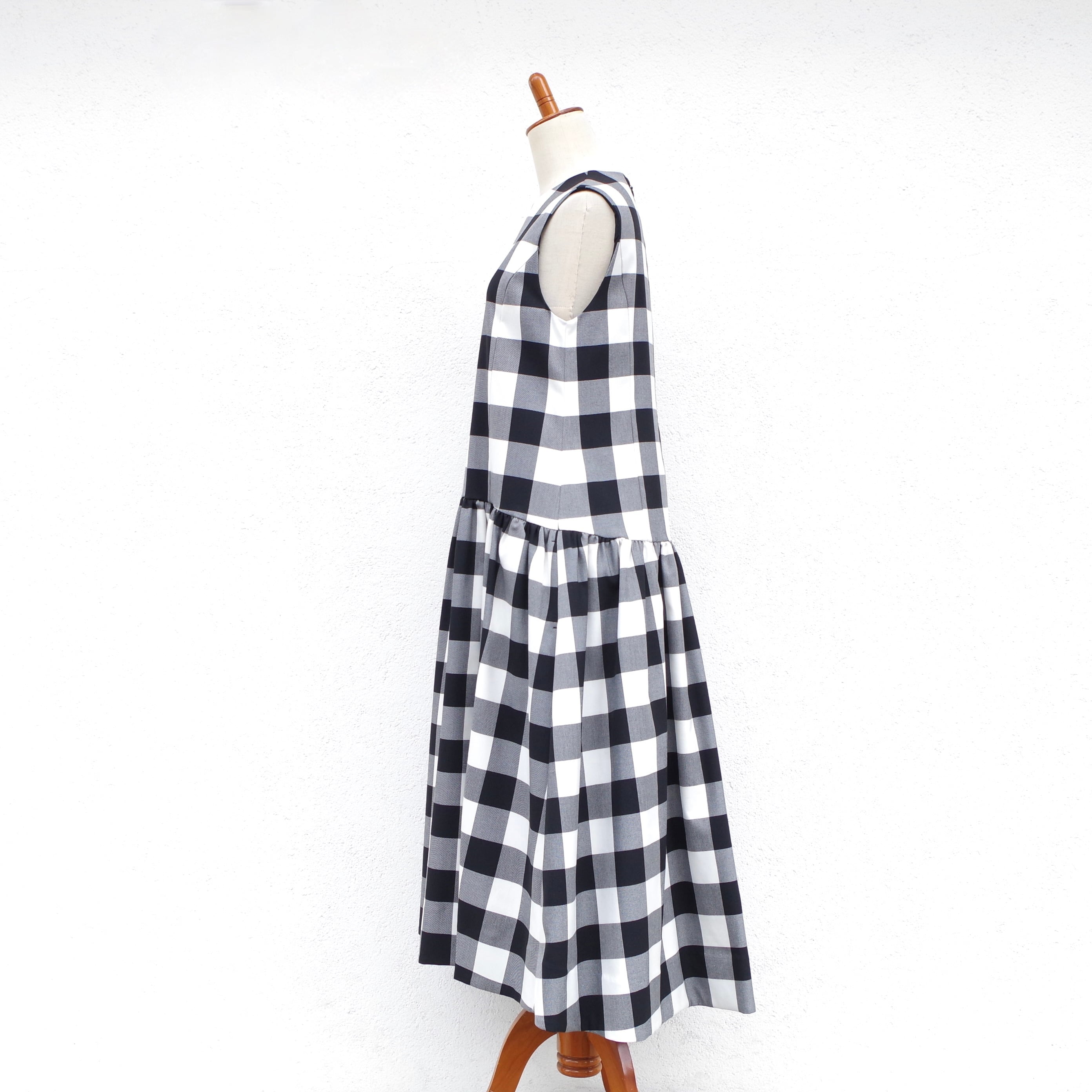 Pale Jute Block check no-sleeve one-piece short 再入荷 | 1F Store powered by  BASE