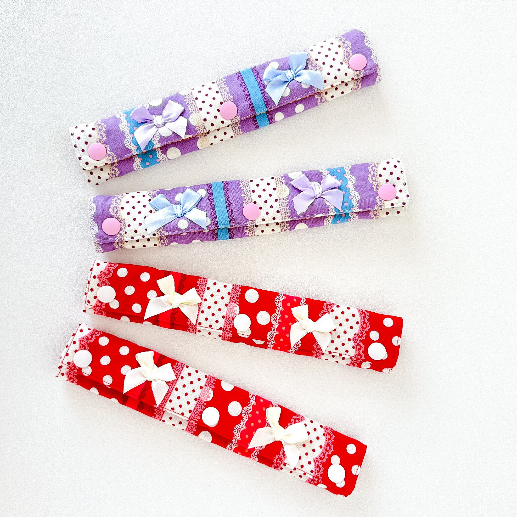 k62☆肩紐カバー　30㎝　ロング　ドット　リバーシブル　ピンク　キルト k62☆肩紐カバー30㎝ロングドットリバーシブルピンクキルト