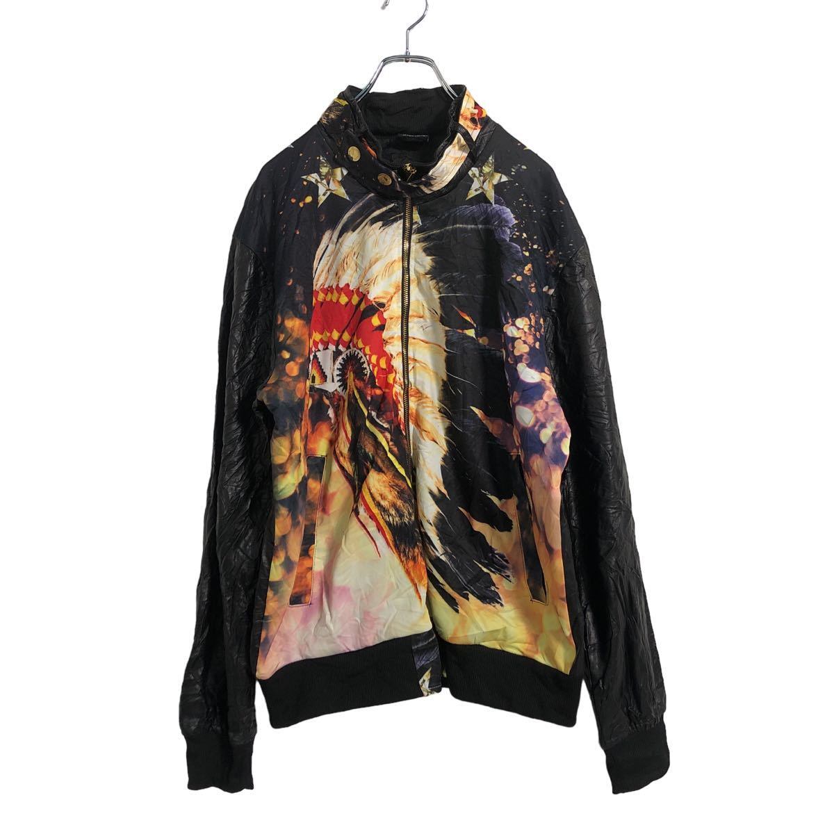 Ablanche ナイロンジャケット XLサイズ 柄×フェイクレザー 古着卸