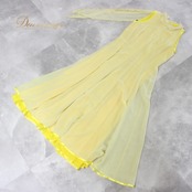 社交ダンス 衣装 スタンダード ドレス ワンピース パーティ衣装 女性用 レディース オールシーズン PAPILLON パピヨン 水玉 ドット イエロー系 黄色 袖なし ノースリーブ フレッシュデザイン 伸縮性無し 日本製 パーティ用 個性的 スリット