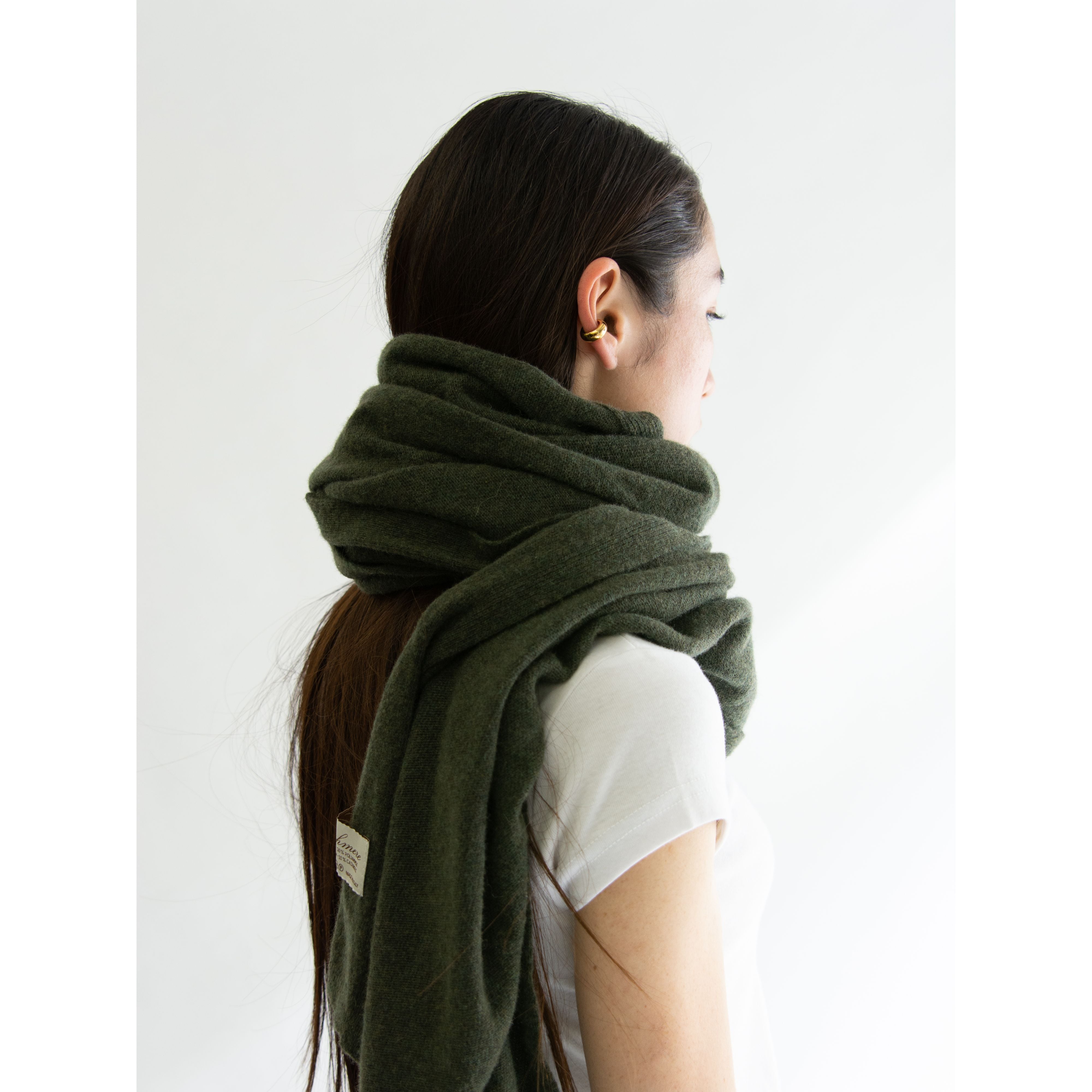 【Made in Italy】Wool-polyamide-viscose-cashmere knit scarf（イタリア製 カシミヤ混ウールニットストール）1d