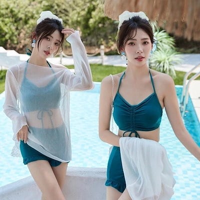 韓国トレンドセパレート長袖水着高腰柄 1a19b4c54316f41a7f8dd5b94bb0b3