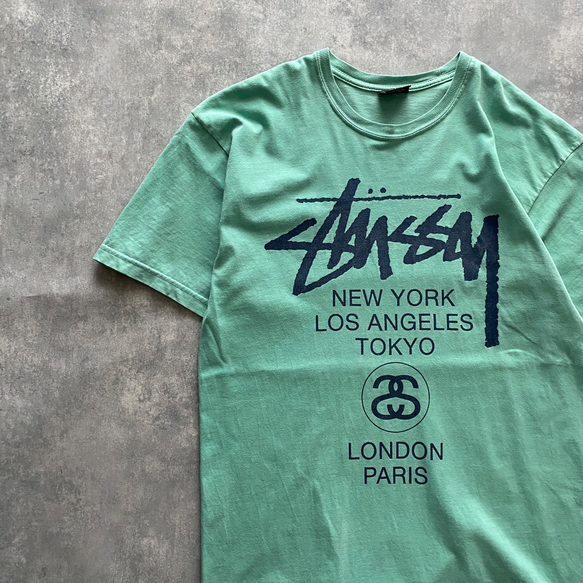 ステューシー ワールドツアー 両面プリント ミントグリーン Tシャツ 