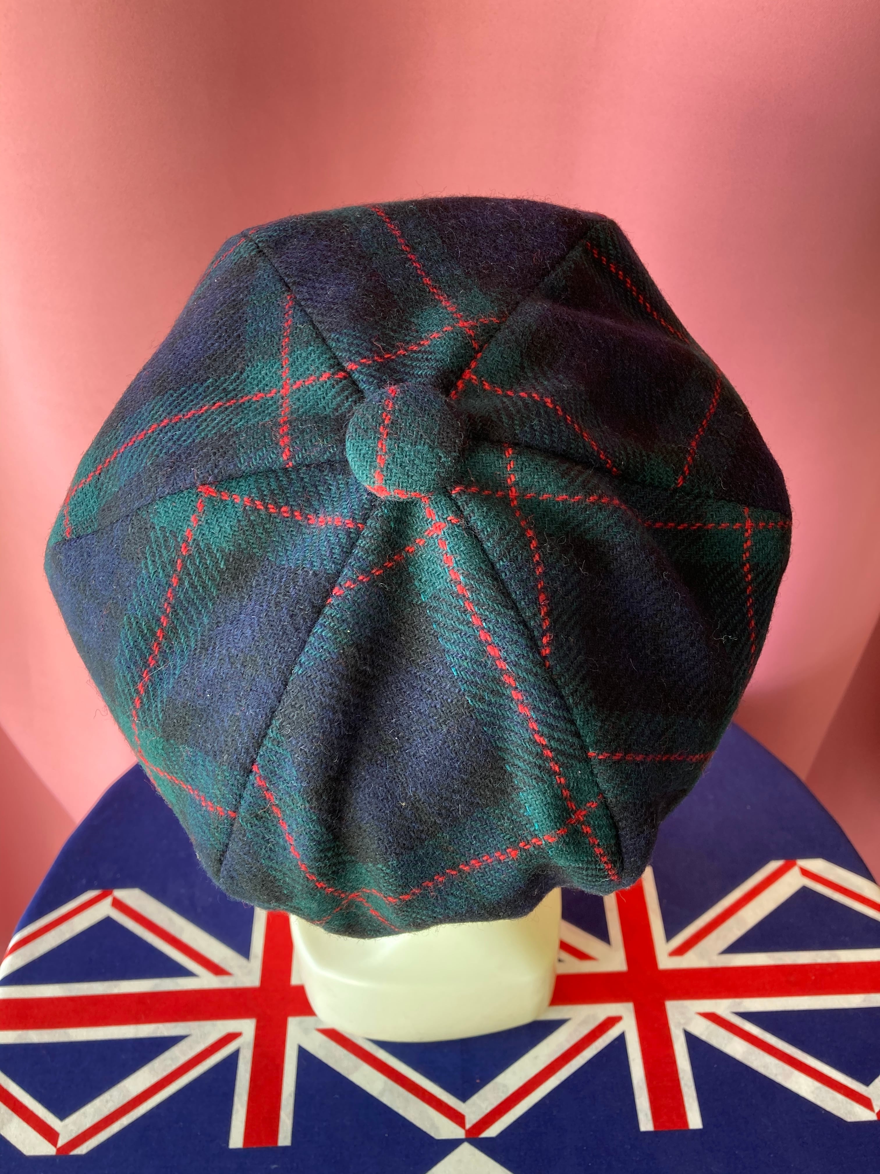 ④グリーン×赤 タータンチェックのベレー帽 | すずしか帽子店