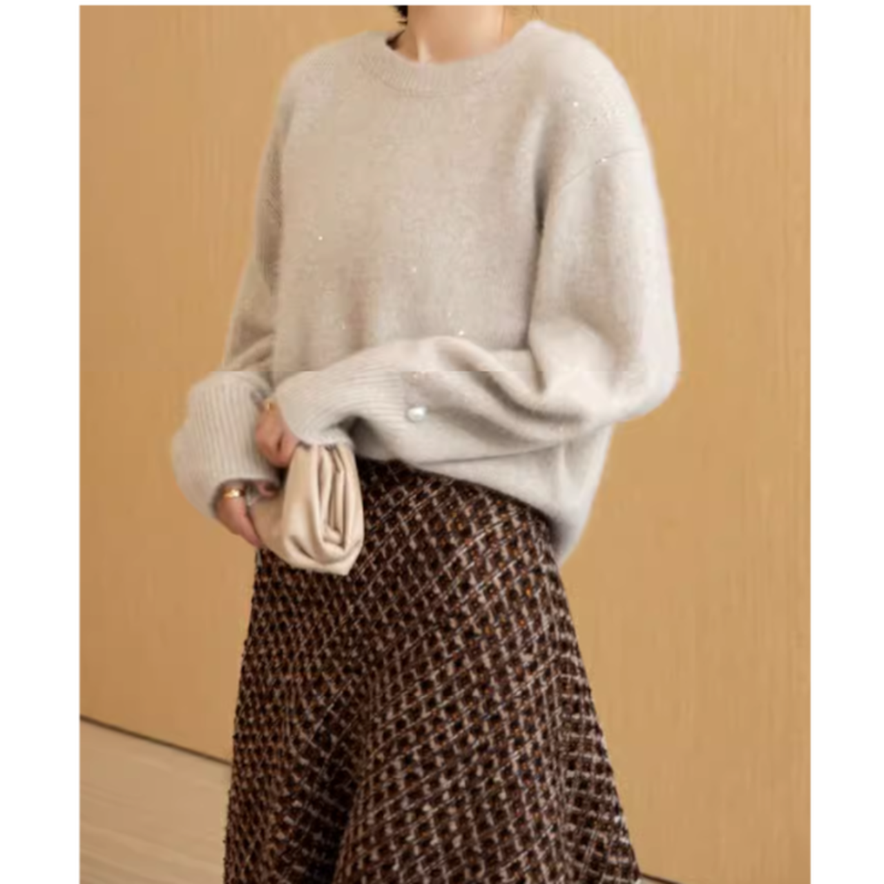 ハイウエストツイードAラインスカート W00965