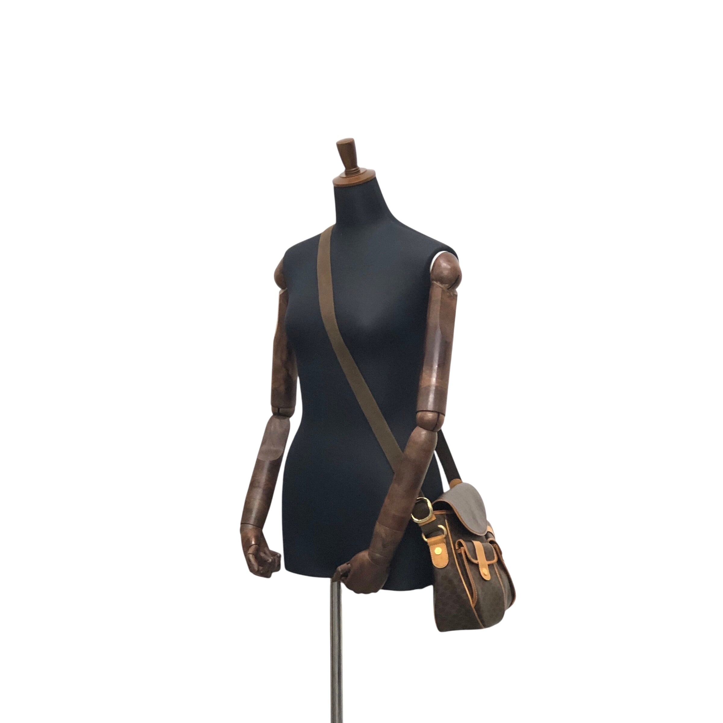 CELINE セリーヌ マカダム ショルダーバッグ ブラウン PVC ダブル