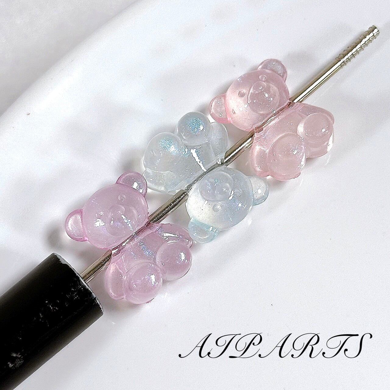 1袋100円均一】ハンドメイド資材 素材 アクリルビーズ 横穴 クマ 熊