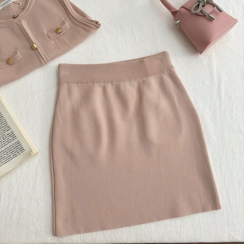 set】2色ノースリーブニットトップスxスカート RH6180 | BeautyYouStyle