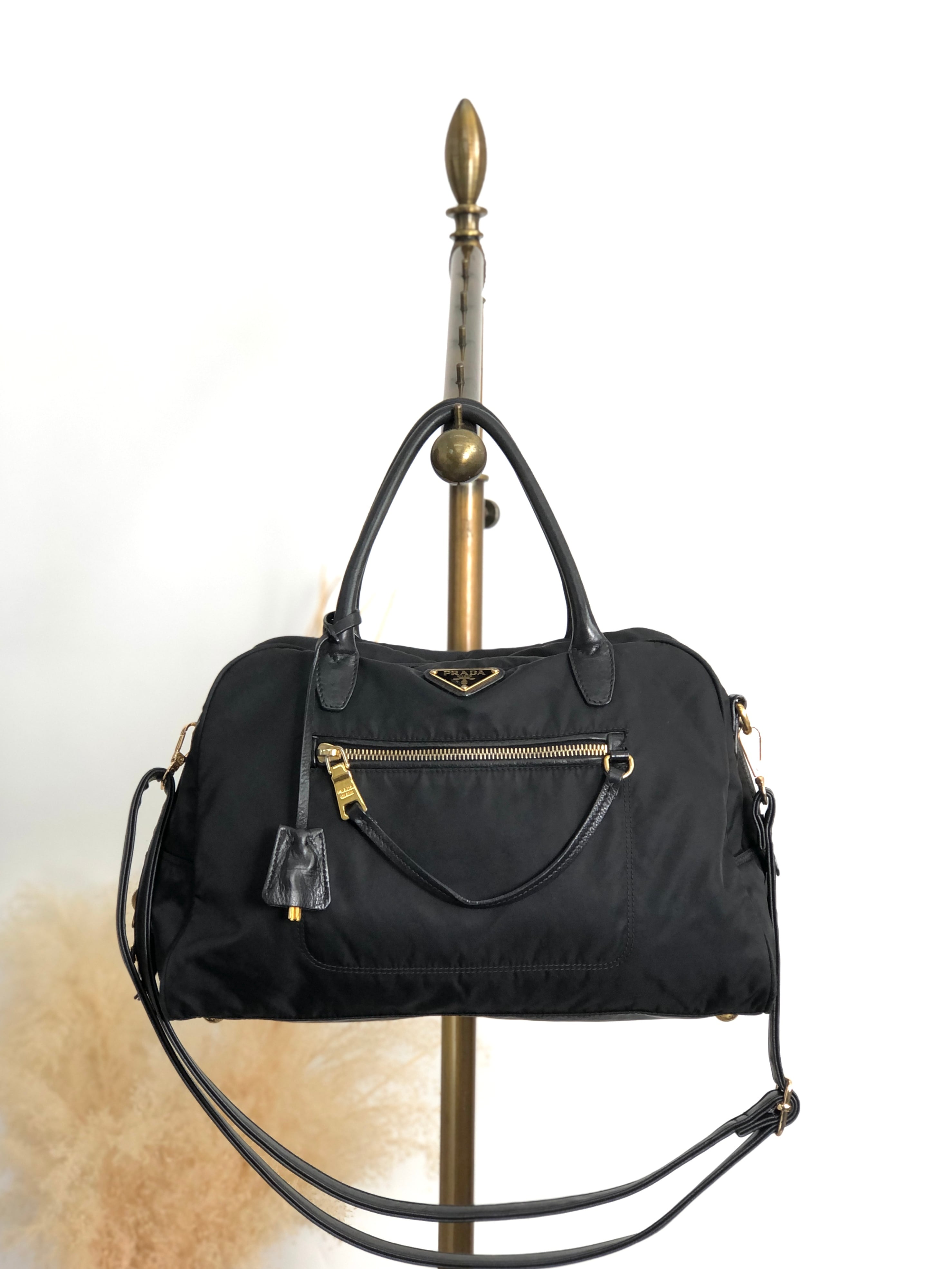 PRADA プラダ ハンドバッグ ブラック ロゴ ナイロン カデナ ミニボストン vintage ヴィンテージ オールド ha37gm