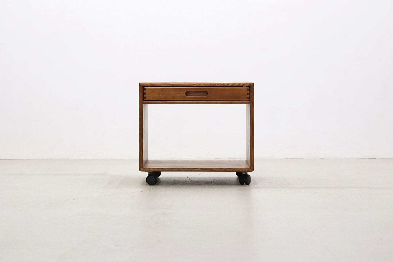 沼津店】オーク無垢材 シェルフ サイドテーブル ワゴン ボックス