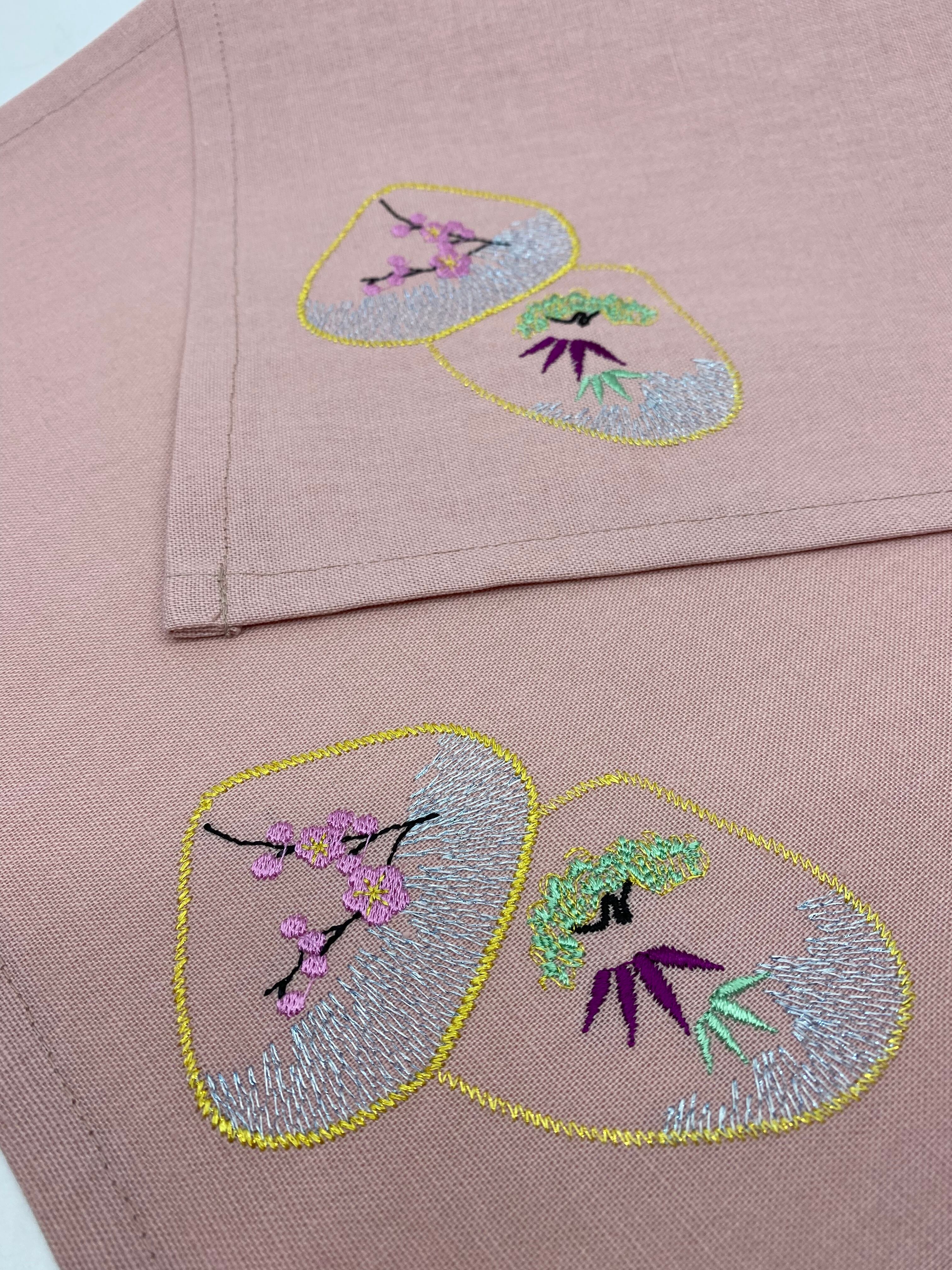 葡萄 刺繍 ティーマットランチョンマット 2枚セット | fil et vase