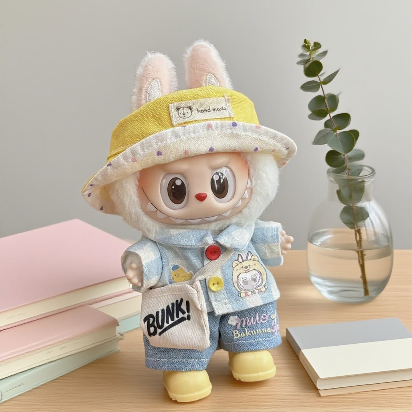 ラブブ 春のおでかけコーデ♡ 黄色キャップ×チェックシャツ×デニム×イエローシューズ×バッグ フルセット パステルカラーでかわいい