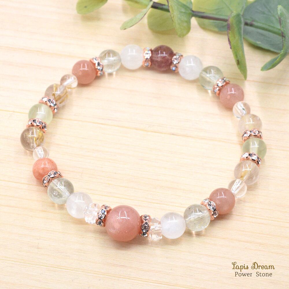 直観力を高めて良縁を引き寄せるお守り | オレンジムーンストーン、ルチルクォーツのパワーストーン ブレスレット