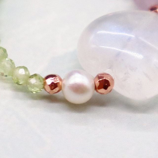 【Green Light Sunshine】ペリドット×ムーンストーン×パール リング