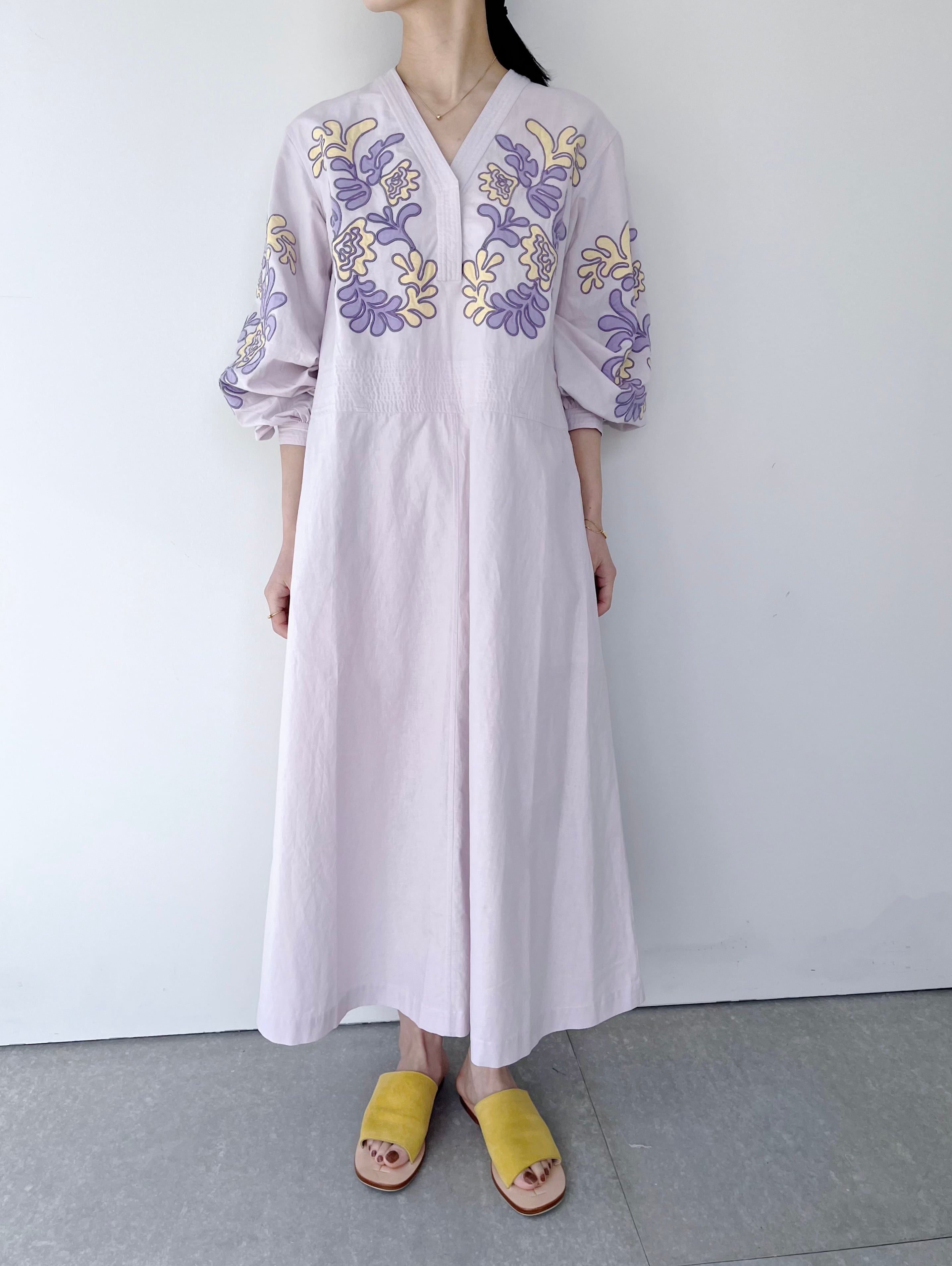 Sara Mallika Cotton Linen Patchwork Embroidery Dress | KOKO