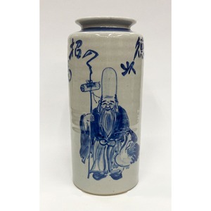 九谷焼　寸胴花瓶　8寸　福禄寿　