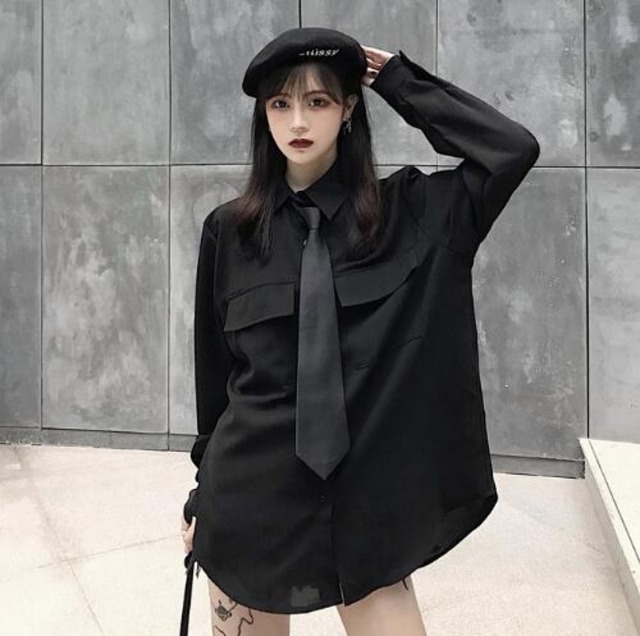 メンズ 春新作 トップス シャツ 長袖 カジュアル ネクタイ付き