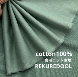 ★CT202◆オーダー50cm単位◆希少!綿100%裏毛ニット生地◆ミント色