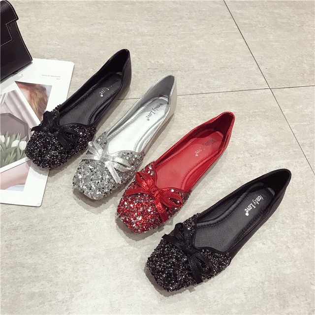 9col. スパンコール　リボンシューズ　S0048