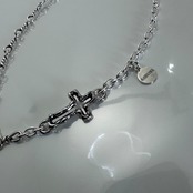 OPEN CROSS & TWIST CHAIN NECKLACE with PADLOCK / オープンクロス＆ツイストチェーンネックレス ウィズパドロック