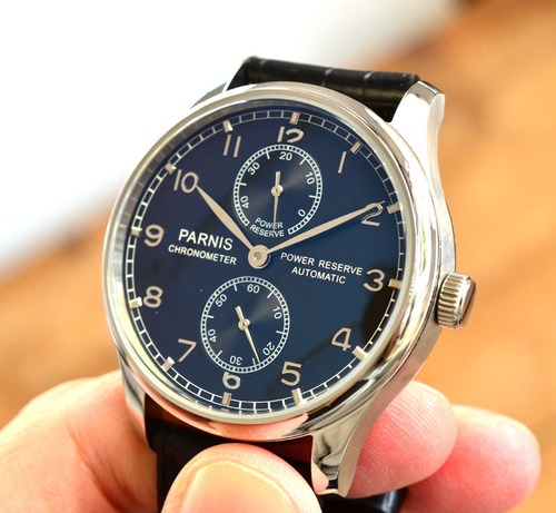 新品】PARNIS パワーリザーブ 自動巻 腕時計 IWC好きの方に☆