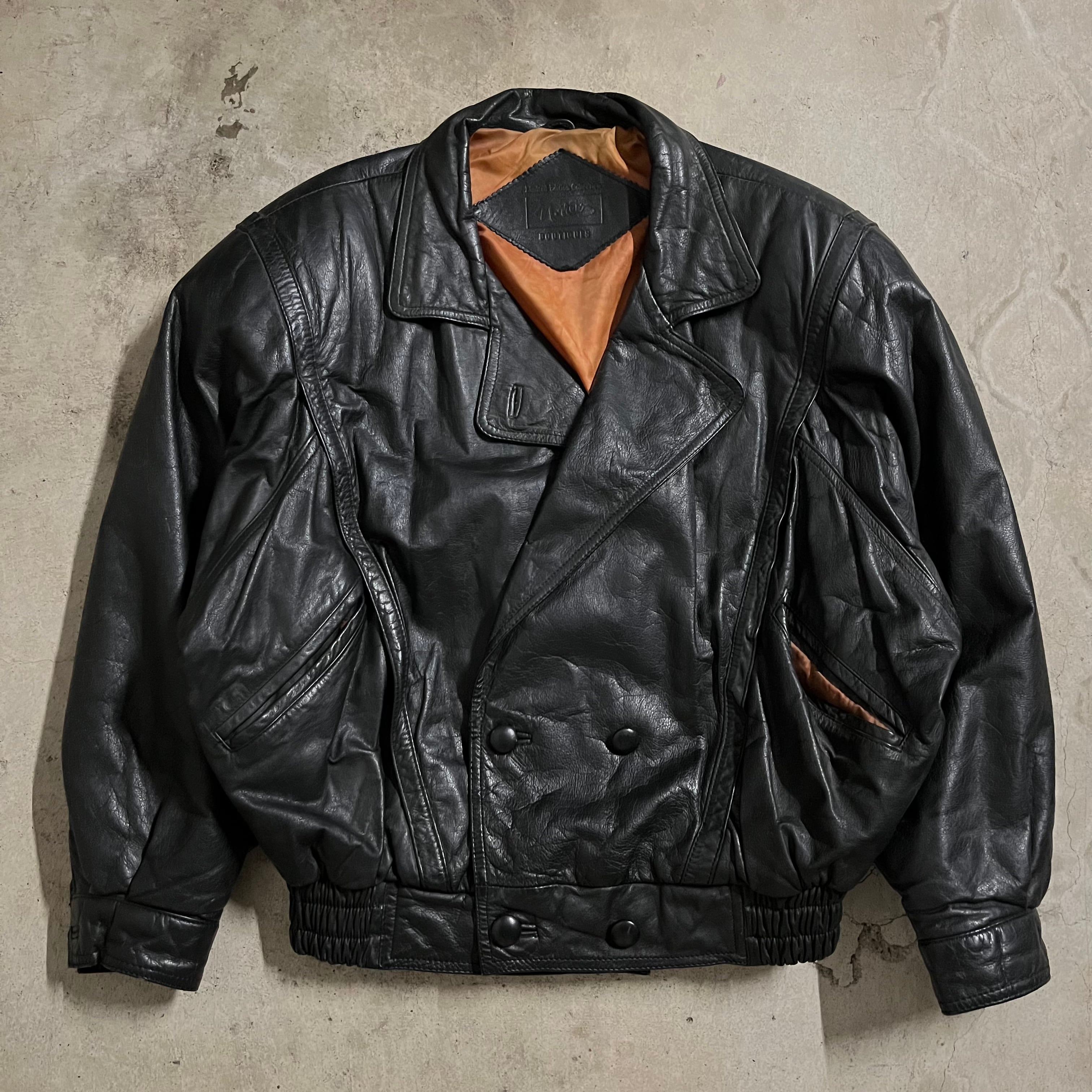 90s短丈　leather blouson 80s 着画あり