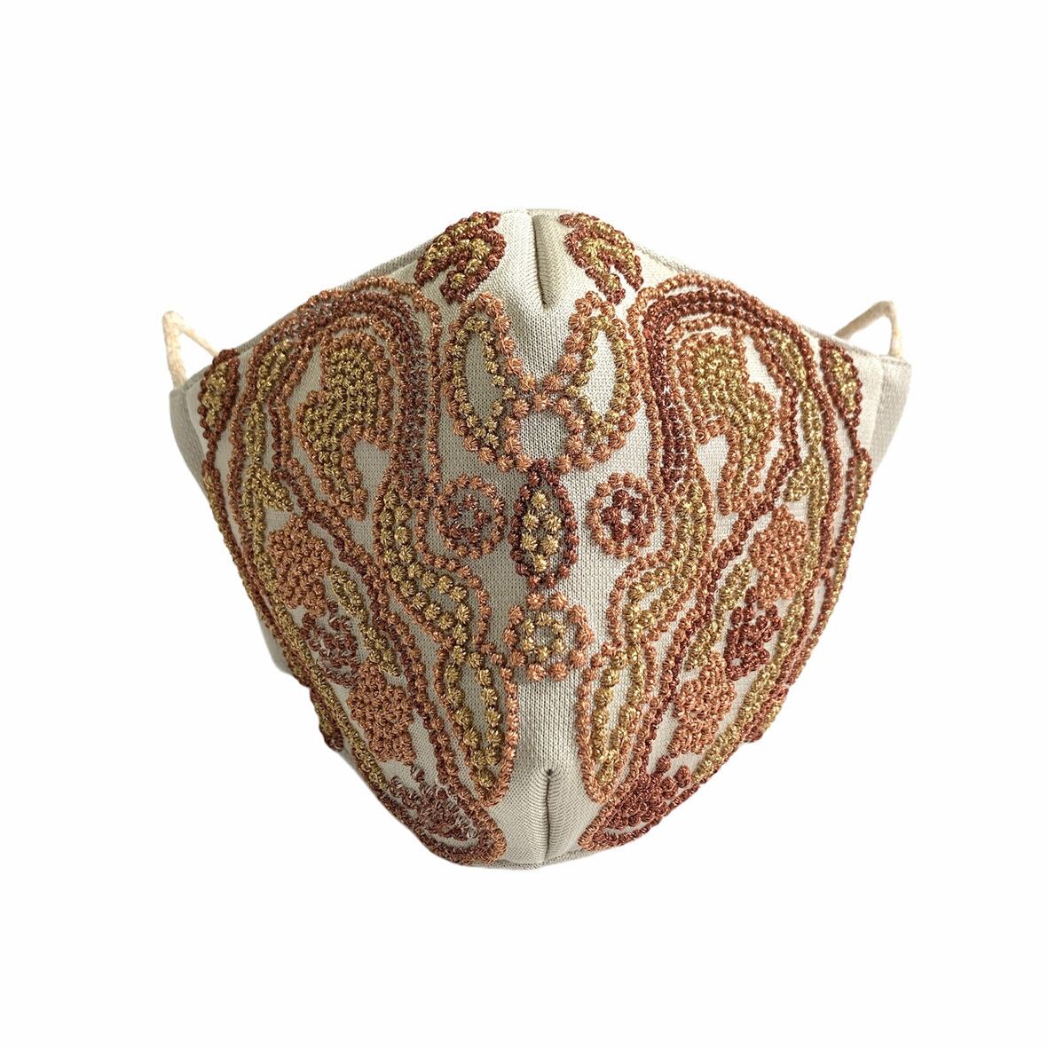 刺しゅうマスク アラベスク ベージュ 受注生産