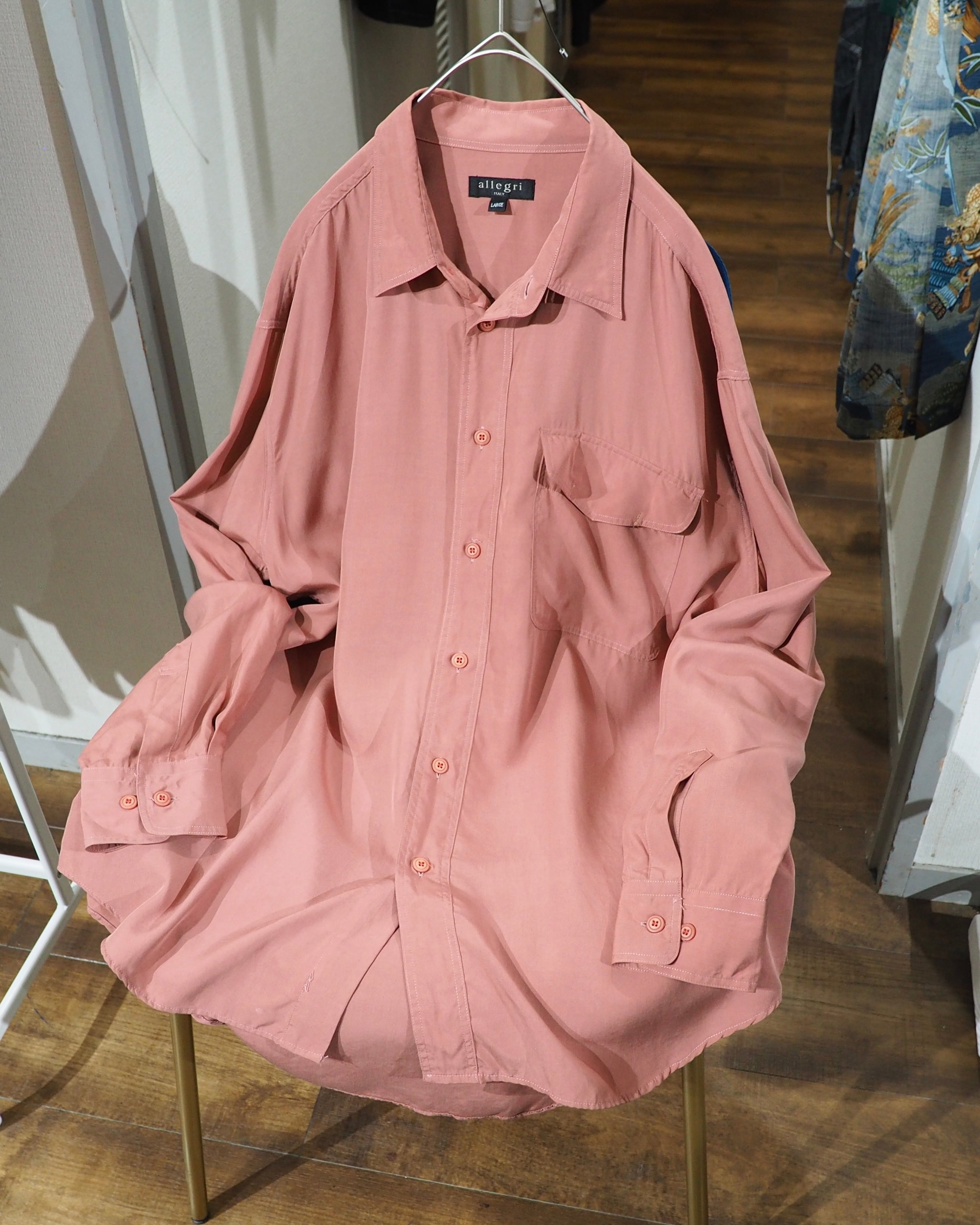 1990s " Allegri ‐ 鈍煤 " Beautiful Dusty Pink Color vintage Drape loose shirt