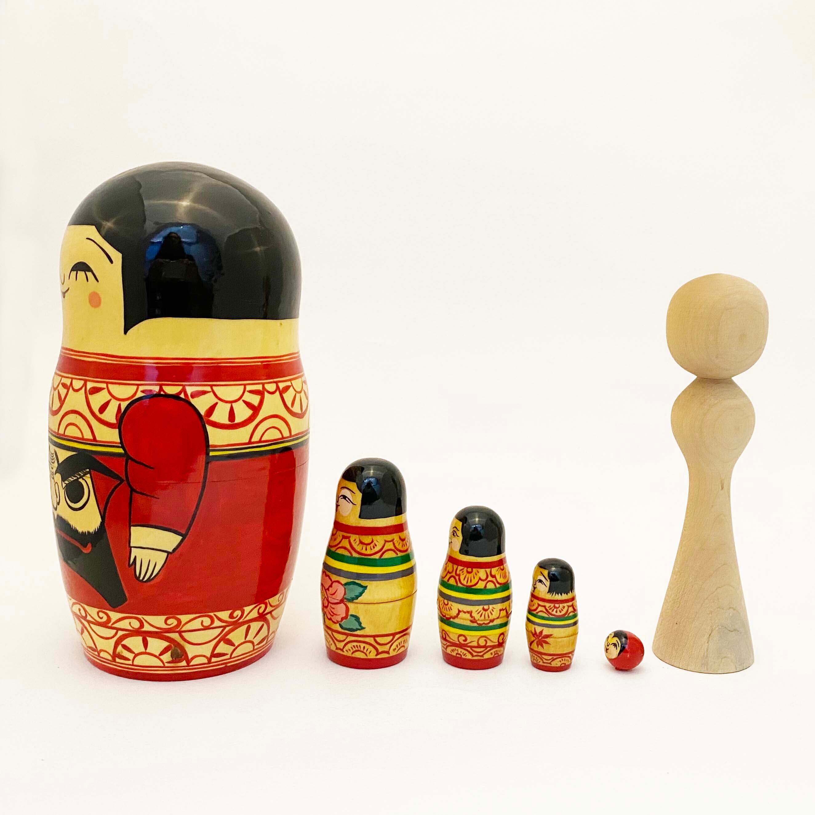 津軽コケーシカ / 5個組+津軽系・盛美津雄工人白木こけし入り