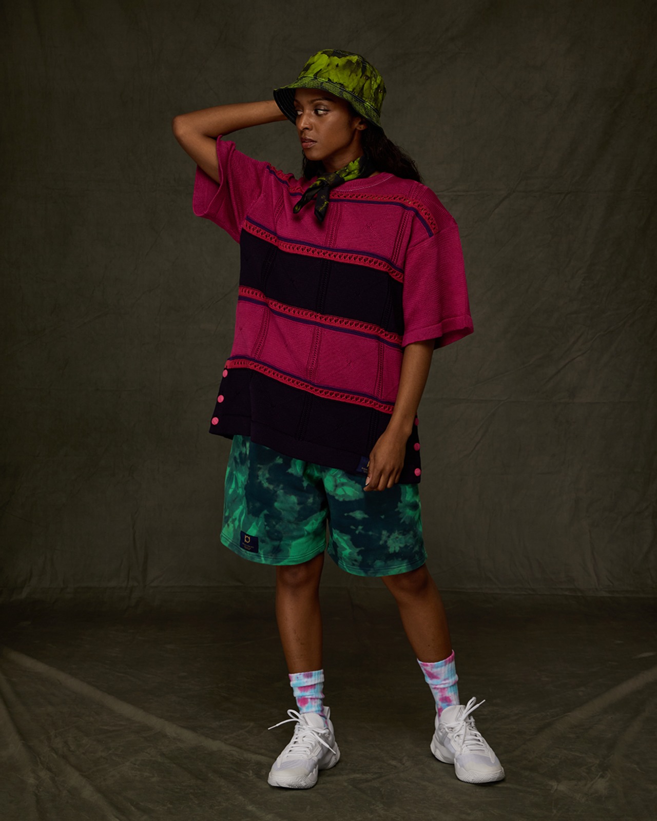 【数量限定販売 】黄緑染めニットTシャツ 草原の香り