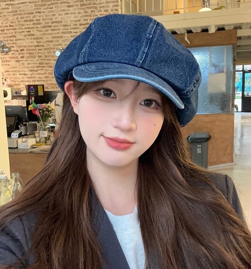 レディース キャスケット デニム帽子 レディース帽子 八角形帽子