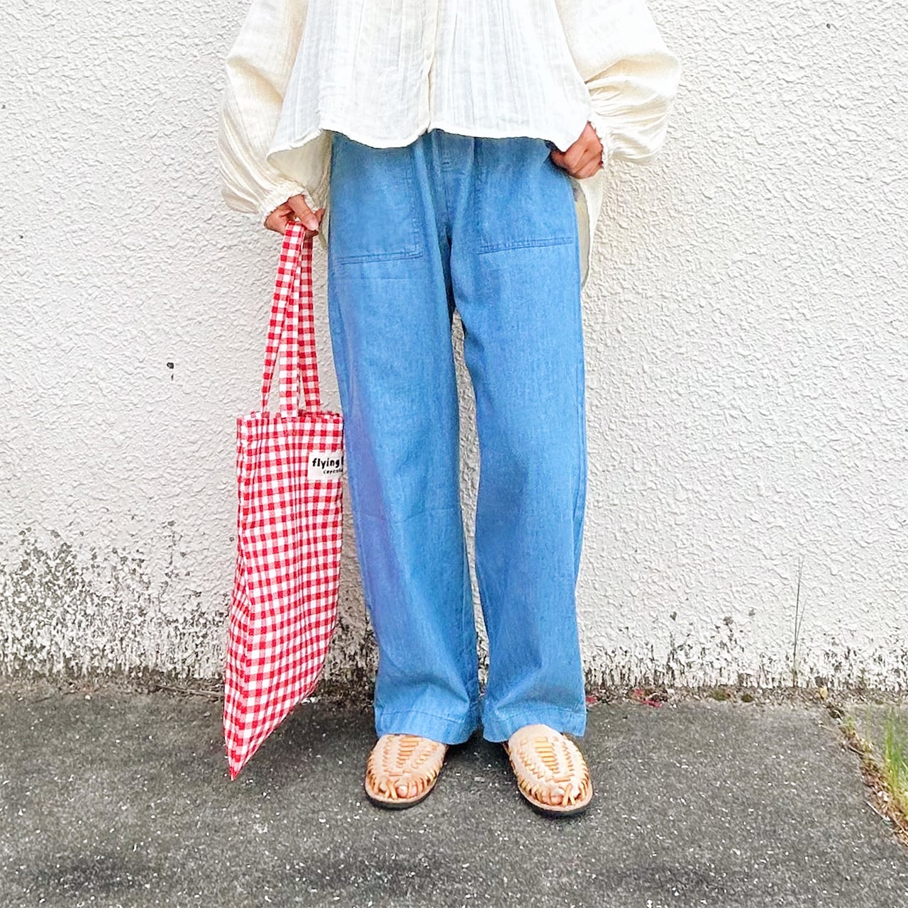 Chambray easy pants (blue)