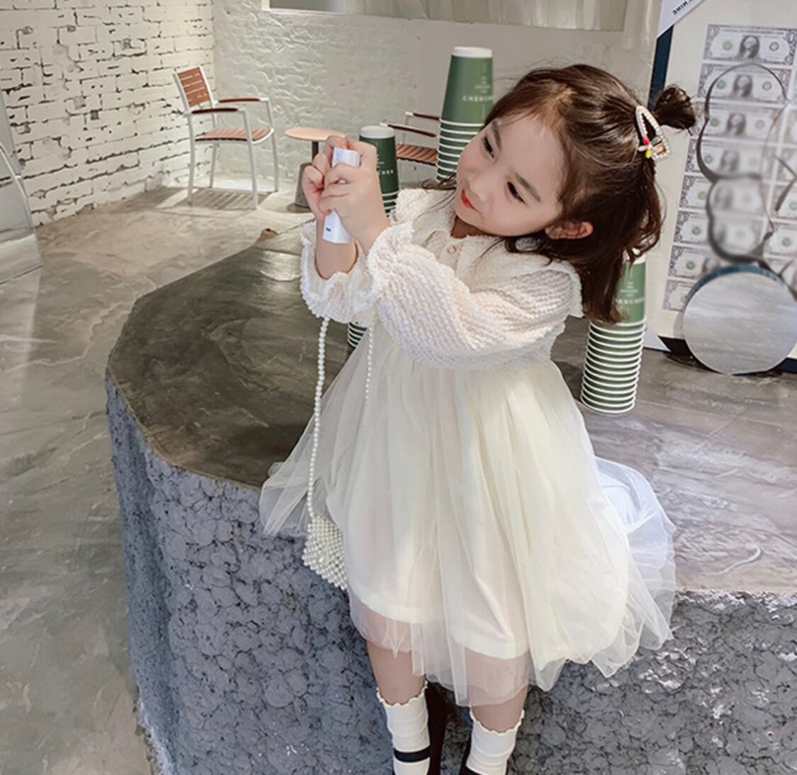 シアーチュールワンピース》》》》》ドレス 海外子供服 入学式 春 入園式