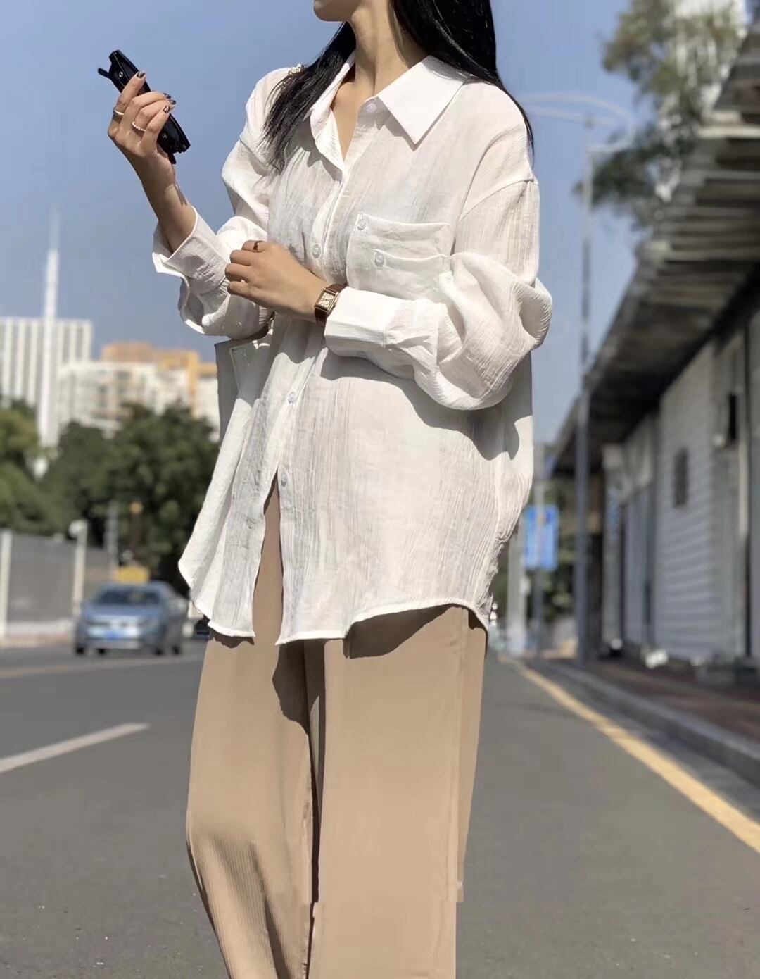 シワ加工　オーバーサイズシャツ　AJ2206-606