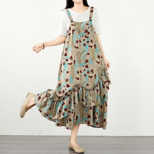 FLORAL PRINT STRAPPY SLEEVELESS MIDI DRESS M-18003