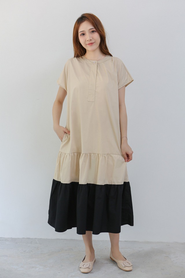 新作 ワンピース 半袖ワンピース ロング丈ワンピ フリルワンピ ゆったり 体型カバー